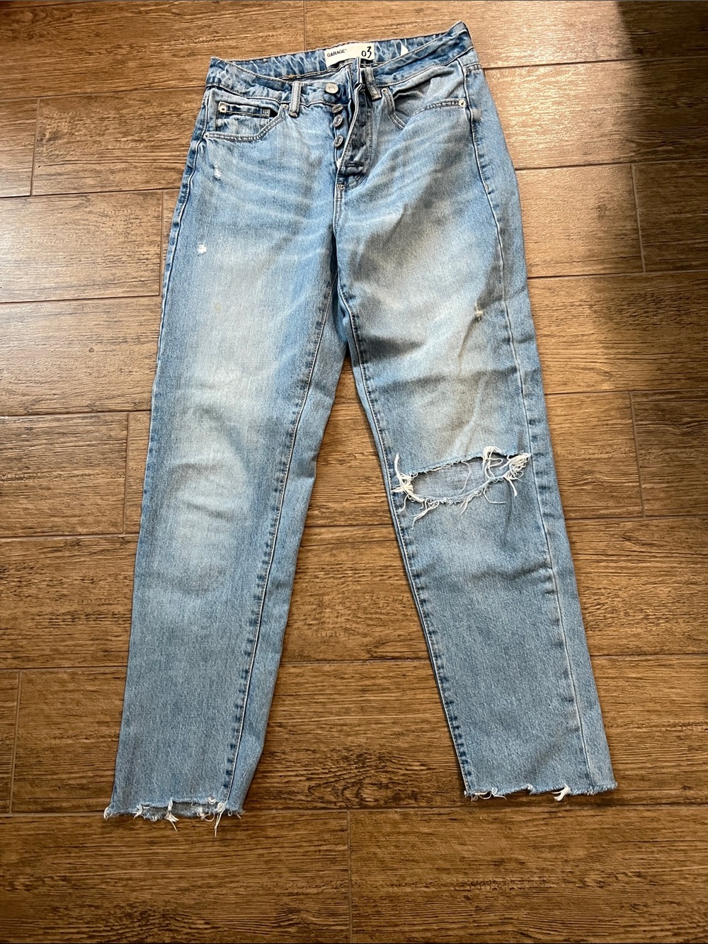 Garage Light Blue Distressed Boyfriend Jeans